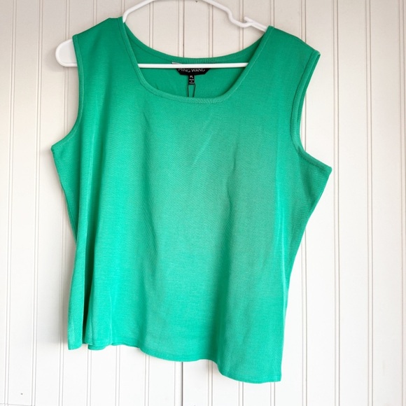 Ming Wang Size Petite L Green Ribbed Space Dye Knit Cardigan and Shell Set NEW! - Picture 6 of 7